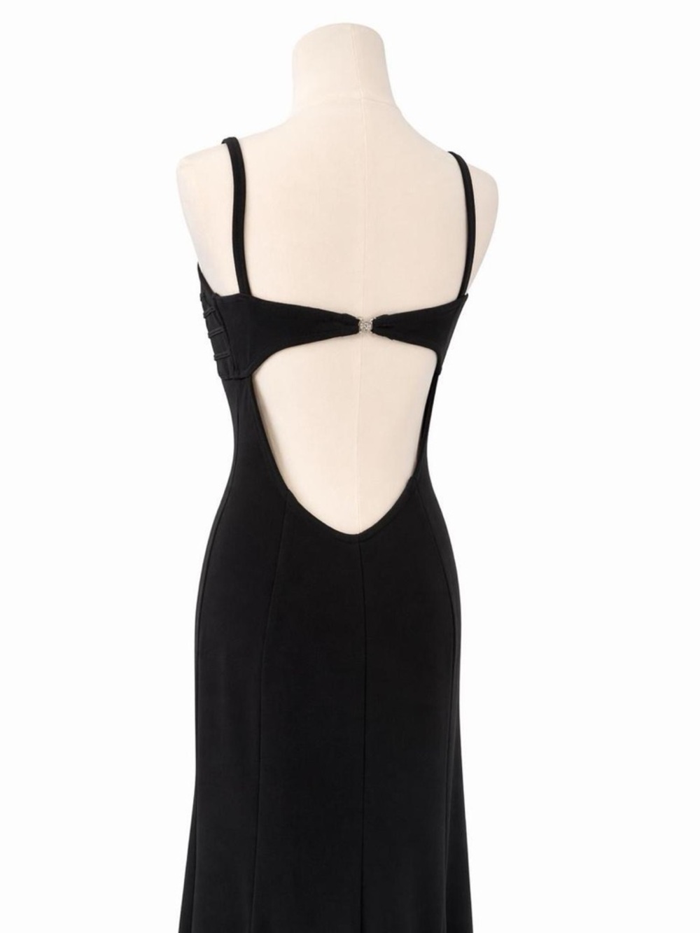 Tadashi Shoji Black Maxi Dress Size 8 Pleated Bodice Slip Formal Evening Gown - Picture 6 of 8